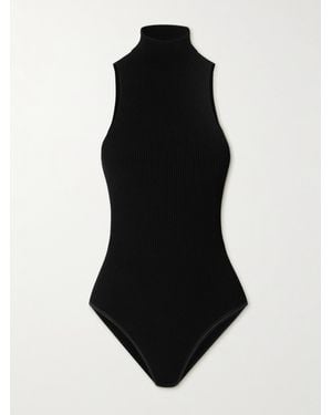 Alaïa Ribbed-Knit Turtleneck Bodysuit - Black