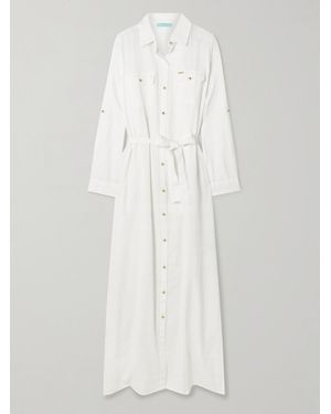 Melissa Odabash Darcy Belted Cotton And Linen-Blend Maxi Shirt Dress - White