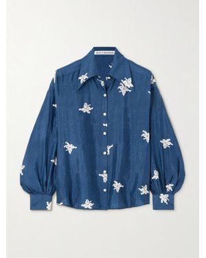 Alix Of Bohemia Emery Floral-Print Silk Shirt - Blue