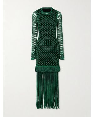 DIOTIMA The Vanguard Medusa Open-Back Crocheted Cotton-Blend Dress - Green