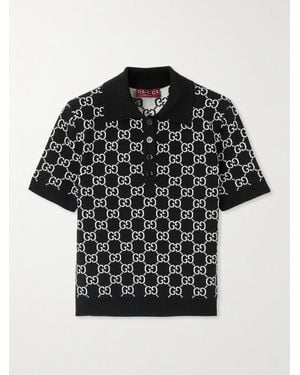 Gucci Wendbares Poloshirt Aus Gg Wolljacquard, Grösse - Schwarz