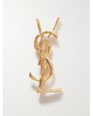 Saint Laurent Goldfarbene Brosche - Weiß