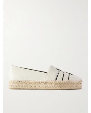 Tory Burch Ines Cutout Leather Platform Espadrilles - Natural