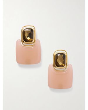 Saint Laurent Goldfarbene Ohrclips Mit Kristallen Und Harz - Natur