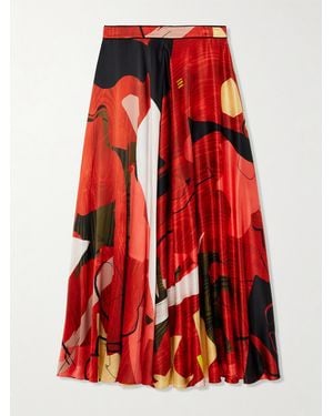 ROKSANDA Ameera Printed Satin Midi Skirt - Red