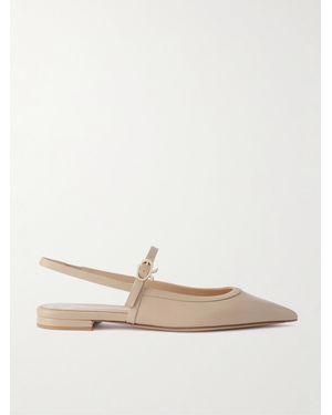 Gianvito Rossi Flache Mary-Jane-Schuhe Aus Leder Mit Slingback-Riemen - Weiß