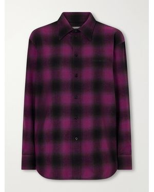 Balenciaga Checked Wool-Blend Shirt - Purple