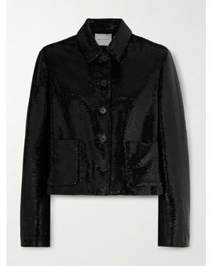 Veronica de Piante Ines Cropped Sequined Crepe Jacket - Black