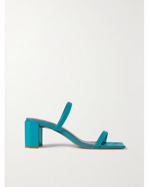 BY FAR Tanya Glossed-Leather Mules - Blue