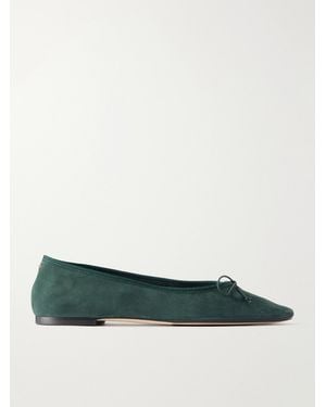 Aeyde Tiby Bow-Detail Suede Ballet Flats - Green