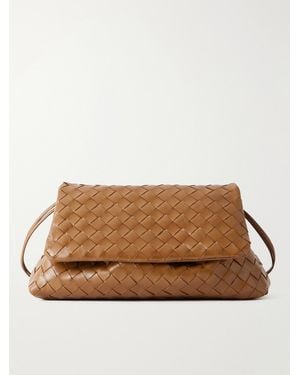 Bottega Veneta Giorno Intrecciato Leather Shoulder Bag - Brown