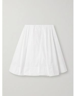 Jacquemus Salon Pleated Cotton-Poplin Midi Skirt - White