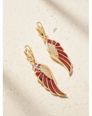 Garrard Wings 14-Karat, Enamel And Diamond Earrings - Natural