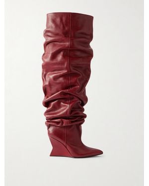 Balmain Textured-Leather Over-The-Knee Boots