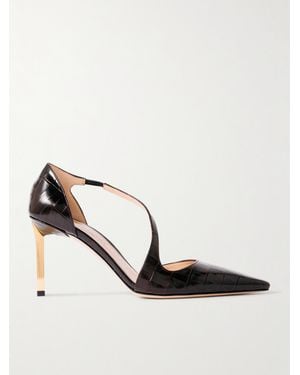 Tom Ford Newton Pumps Aus Leder Mit Krokodileffekt - Weiß