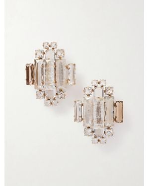 Saint Laurent Oversized-Tone Crystal Clip Earrings - Natural