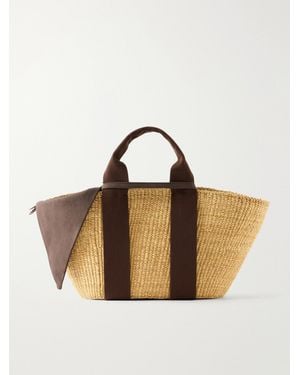 Muuñ Cotton-Trimmed Raffia Tote - Natural