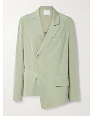 Tibi Asymmetric Crepe De Chine Blazer - Green