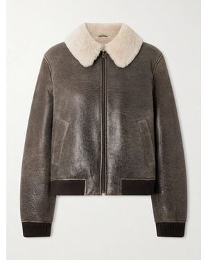 FRAME The Shrunken Cropped Shearling Jacket - Brown