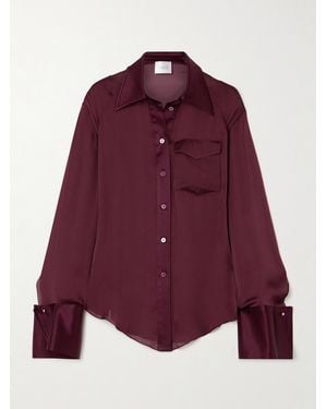 Galvan London Strata Silk-Satin And Chiffon Blouse - Purple