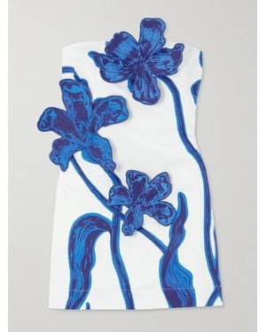 ANDRES OTALORA Minikleid Aus Twill Aus Einer Baumwollmischung Mit Applikationen - Blau