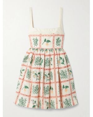 Agua Bendita Mini-Robe En Coton À Broderies Et À Volants Barbara - Blanc