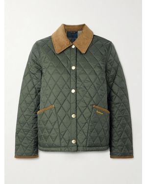 Barbour Liddesdal Corduroy-Trimmed Quilted Shell Jacket - Green