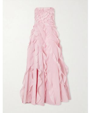 Aje. Allairie Strapless Ruffled Shirred Faille Gown - Pink