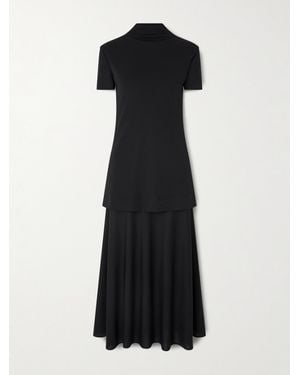 Jil Sander Layered Jersey Midi Dress - Black