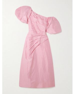 Aje. Cadence Asymmetrisches Midikleid Aus Dupionseide Mit Falten - Pink