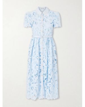 Self-Portrait Embroidered Guipure Lace Midi Dress - Blue