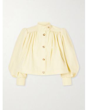 Chloé Gathered Cotton And Linen-Blend Jacket - Natural