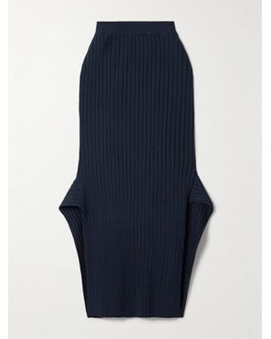 Stella McCartney Ribbed-Knit Midi Skirt - Blue