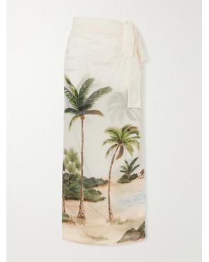 Agua Bendita Lavanda Arena Cotton And Silk Blend Pareo - Natural