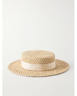 Gigi Burris Millinery Marion Grosgrain-Trimmed Raffia Sunhat - Natural