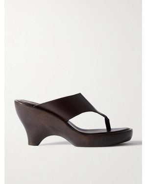 Zimmermann Wild Wedge Leather Platform Sandals - Brown