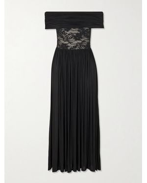 Zimmermann Off-The-Shoulder Lace-Trimmed Gathered Stretch-Jersey Maxi Dress - Black