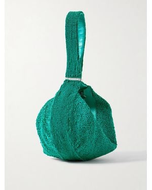 STAUD Sac À Main En Cuir À Perles Demy - Bleu