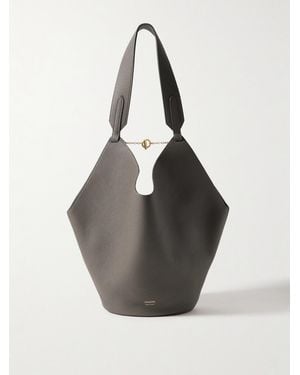 KHAITE Lotus Small Textured-Leather Tote - Gray