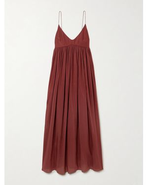 Matteau Gathered Organic Cotton And Silk-Blend Maxi Dress