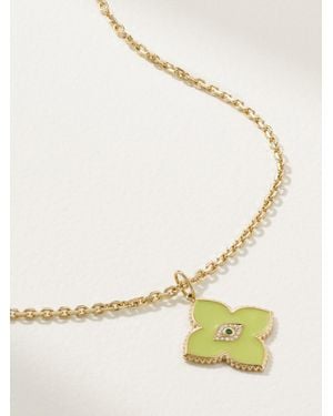 Sydney Evan Evil Eye 14-Karat, Enamel, Emerald And Diamond Necklace - Natural