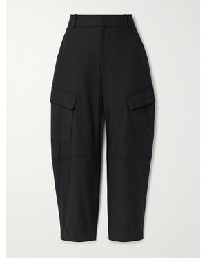 Another Tomorrow Lyocell And Cotton-Blend Twill Barrel-Leg Cargo Trousers - Black