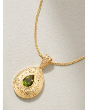 Marlo Laz Southwestern 14-Karat, Peridot And Diamond Necklace - Metallic