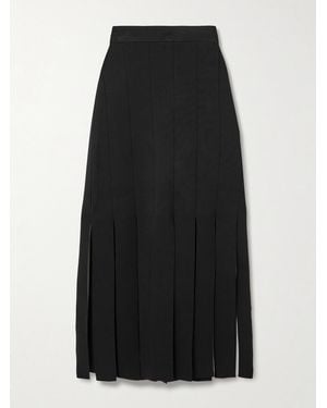 JOSEPH Lagny Fringed Knitted Midi Skirt - Black