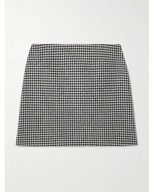 Blazé Milano Coci Velvet-Trimmed Houndstooth Wool Mini Skirt - Grey