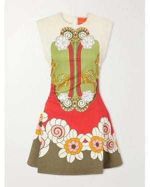 La DoubleJ Lela Printed Ruched Mini Dress - White