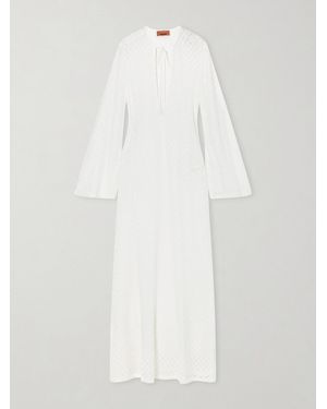 Missoni Striped Metallic Crochet-Knit Coverup - White