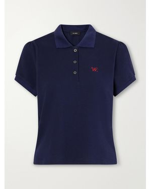 Willy Chavarria Chavela Logo-Embroidered Cotton-Piqué Polo Shirt - Blue