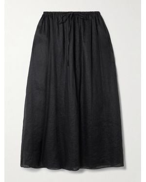 Posse Ginny Gathered Linen Maxi Skirt - Black