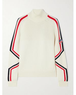 Fusalp Alea Striped Wool-Jacquard Turtleneck Jumper - Natural